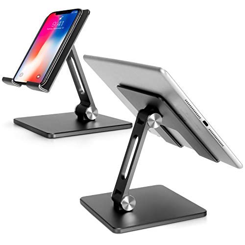 Faltbarer Aluminium-Tablet-Ständer,Doppelte Höhen- und Winkelverstellbare Halterung für 4"-15,6" Tablet/Ipad/Handy (Grau) von Zienstar