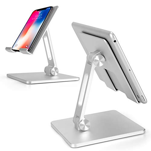Faltbarer Aluminium-Tablet-Ständer,Doppelte Höhen- und Winkelverstellbare Halterung für 4"-15,6" Tablet/Ipad/Handy (Silber) von Zienstar