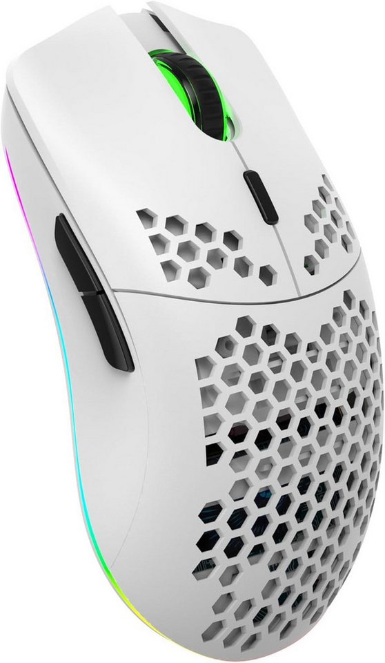 Zienstar Ergonomische Design 2,4GHz mit 7-farbiger Beleuchtung, wiederaufladbar Gaming-Maus (USB, Energiesparmodus & Langlebigkeit Drei Modi (ON,OFF,ON mit Beleuchtung) von Zienstar