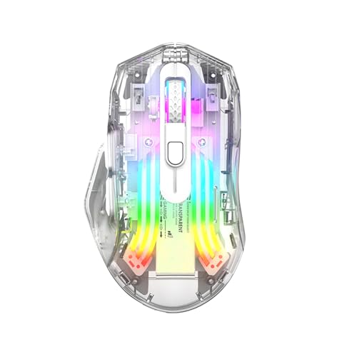 Zienstar-Kabellose Gaming Mäuse mit Transparenter Kristallschale,Tri-Modus (USB Verdrahtet +2.4G Wireless+Bluetooth),Stilles Klicken,Wiederaufladbar,RGB Lichter von Zienstar