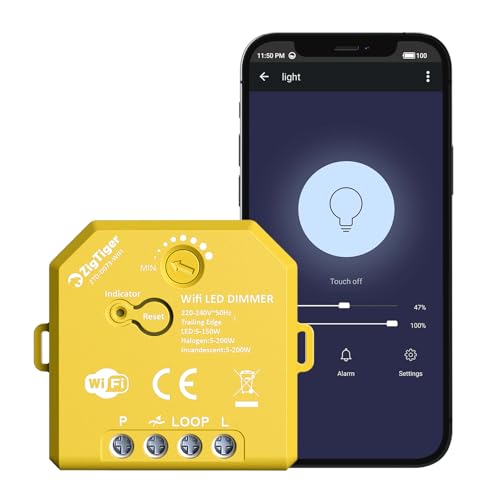ZigTiger WiFi LED Dimmer, Intelligenter Wlan Dimmer, Kein Neutralleiter nötig, Hausautomatisierung, Kompatibel mit Alexa & Google Home, iOS Android App, Kein Hub erforderlich, Dimmbare Lichter ZigTiger WiFi LED Dimmer, Intelligenter Wlan Dimmer, Kein Neutralleiter nötig, Hausautomatisierung, Kompatibel mit Alexa & Google Home, iOS Android App, Kein Hub erforderlich, Dimmbare Lichter von Zigtiger