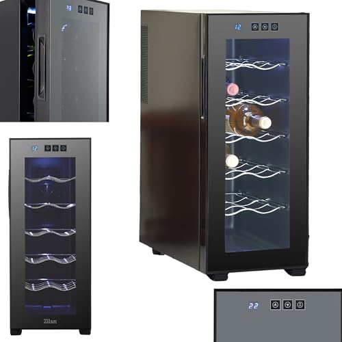 Zilan Weinkühlschrank freistehend leise 12 Flaschen 33 Liter LED Beleuchtung Weinkühler klein Weinklimaschrank Mini Kühlschrank Minibar mit Glastür Zilan Weinkühlschrank freistehend leise 12 Flaschen 33 Liter LED Beleuchtung Weinkühler klein Weinklimaschrank Mini Kühlschrank Minibar mit Glastür von Zilan