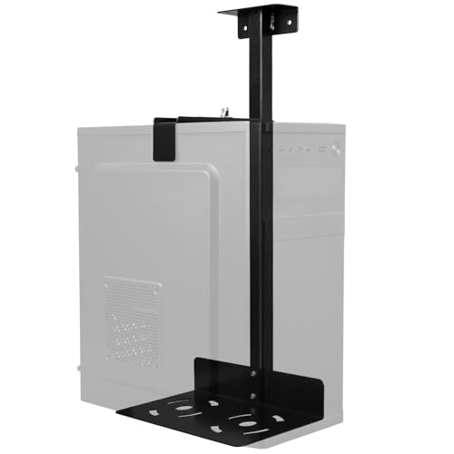 PC Halterung Unter Schreibtisch, Computer Aufhängung Halter für Untertisch, Vollständiges Stahlmaterial, bis zu 35 kg, Höhe Verstellbar 50-530 mm, Funktioniert mit den meisten Hosts (Schwarz) von Zilchx