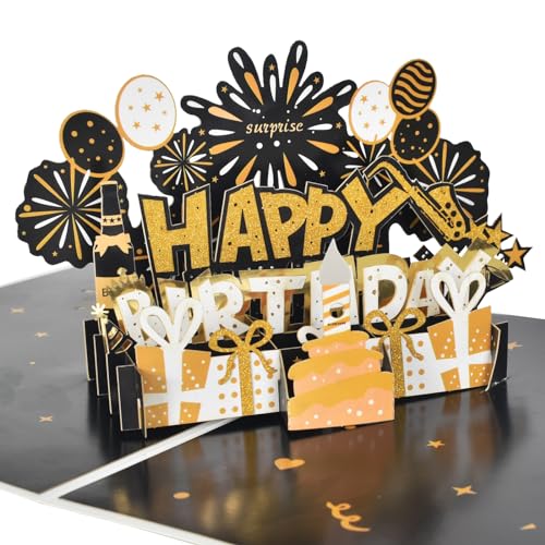 3D Pop Up Geburtstagskarten, Happy Birthday Geburtstagskarte, Geburtstagskarten mit Umschlag, 3D Pop Up Karte Geburtstag, Happy Birthday Karte, Geburtstagsgeschenk, für Frauen Männer von Zimoer