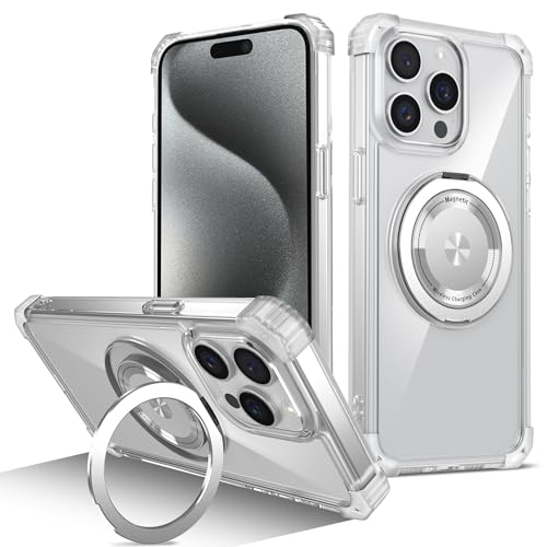 ZinLyuen Schutzhülle für iPhone 13 Pro Max, 360°-Ring-Ständer, kompatibel mit Magsafe, militärischer Fallschutz, transparent, magnetische Hülle für iPhone 13 Promax, transparent von ZinLyuen