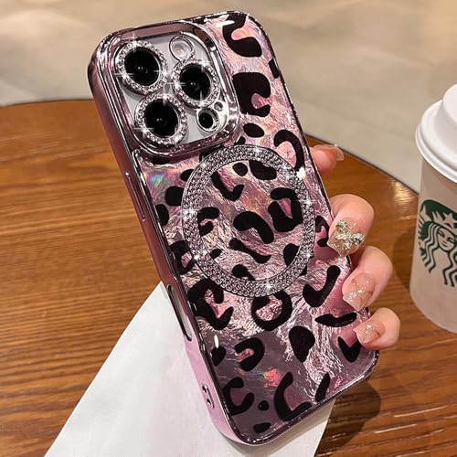 ZinLyuen Schutzhülle für iPhone 15 Pro, magnetisch, Glitzer, kompatibel mit MagSafe Diamant-Leopardenmuster, Gepardenmuster, Rosa ZinLyuen Schutzhülle für iPhone 15 Pro, magnetisch, Glitzer, kompatibel mit MagSafe Diamant-Leopardenmuster, Gepardenmuster, Rosa von ZinLyuen