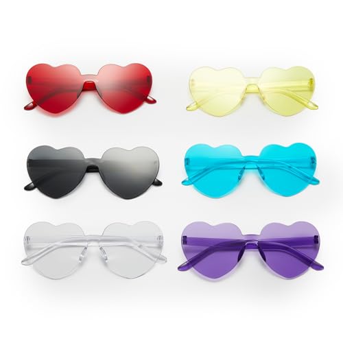 Zink 6er-Set Bunte Herzbrillen – sechs Paar randlose Sonnenbrillen in Herzform für Partygeschenke, Fotoautomaten, Kostüme und mehr Zink 6er-Set Bunte Herzbrillen – sechs Paar randlose Sonnenbrillen in Herzform für Partygeschenke, Fotoautomaten, Kostüme und mehr von Zink