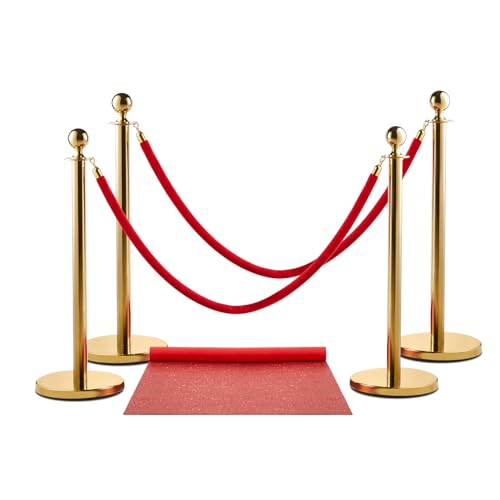 Zink Roter Teppich-Paket – 4 Stück 90 cm Lange goldene Absperrpfosten aus Edelstahl mit 1,5 m Samtseil für Partys, Fotoautomaten, Hochzeiten, Theater usw. Zink Roter Teppich-Paket – 4 Stück 90 cm Lange goldene Absperrpfosten aus Edelstahl mit 1,5 m Samtseil für Partys, Fotoautomaten, Hochzeiten, Theater usw. von Zink