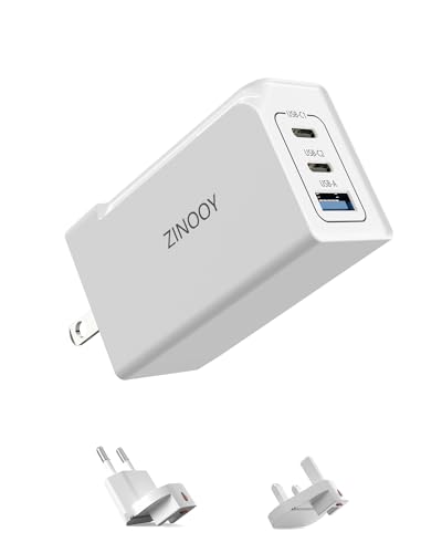 Zinooy 65W USB C Ladegerät, Multiport Typ C GAN Power Adapter mit US EU UK Stecker für Reisen, PD 3.0 Fast Wall Charger Block für MacBook Pro/Air, iPhone 15, Apple Pro, Galaxy S23, Steam Deck von Zinooy