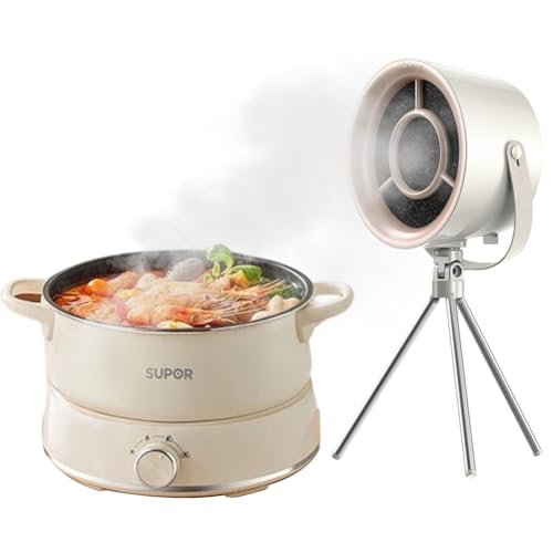 Tragbare Dunstabzugshaube Tisch, Tragbare Abzugshaube Desktop, 3 Windstufen, Abnehmbarer & Waschbarer Ventilator, für Indoor-Grillpartys, Fondue, Wohnmobil Camping Küche von Zinueen