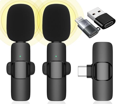 Mini Wireless Lavalier-Mikrofon für iPhone, iOS und Android-Geräte - Rauschunterdrückung Ansteckmikrofon für die Aufnahme, Clip auf Mikrofon, Omni Lav Mic für Videoaufnahmen, Tiktok, Youtube, Vlog von Zinueen