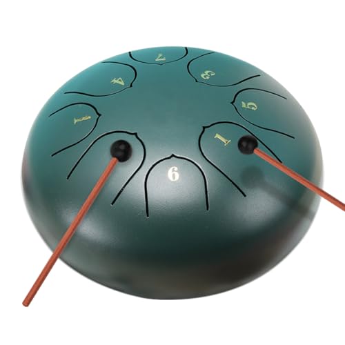 Rain Drum Outdoor, Steel Zungentrommel Regenklingel, Chakra Drum für Garten, Regentrommel für Garteninstrumente, Regentrommel 6 Zoll 8 Noten, Regentrommel für Regentage/Badezimmerdusche (Grün) von Zinueen