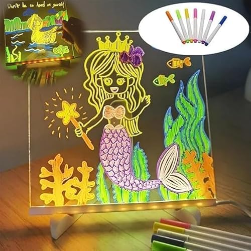2025 Neues LED-Notizbrett mit Leuchtenden, Trocken Abwischbaren Farben,Mit Verstellbarem StäNder Und 7 Farben Stift, Led Beleuchtete Zeichentafel FüR BüRo Schule Haus von Ziswin