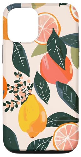 Hülle für iPhone 14 Pro Boho Zitronen Orangen abstraktes Design von Zitronen Orangen abstraktes Design