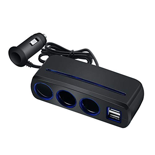DC 12V/24V Auto Ladegerät Zigarettenanzünder with 3 Steckdose und 2-Port USB, 120W LED Kfz-Handyladegerät Adapter für GPS Dash Cam Android Tablet von Ziyan