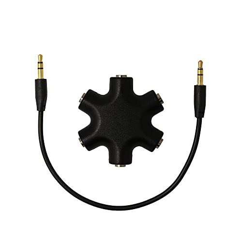 Ziyan 5 Fach 3.5mm Klinken Verteiler Audio Splitter für Kopfhörer Headphone Smartphones, Laptops und PC in Schwarz von Ziyan