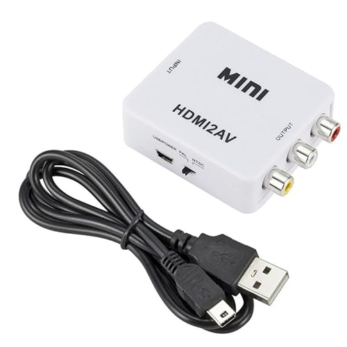 Ziyan HDMI zu AV, 1080P HDMI auf AV, HDMI auf 3RCA Converter Adapter, HDMI zu RCA Konverter 3RCA CVBS Composite Video Audio HDMI to AV Adapter mit USB Ladekabel für TV DVD PAL PS3 NTSC(weiß) von Ziyan
