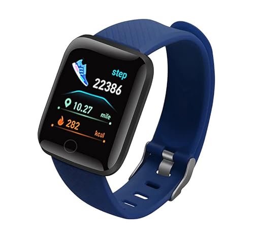 Ziyan Multifunktions-Smart-Uhr für Männer Frauen Kinder Nachricht Erinnerung Musik Control Sport Schritt Kalorien D13 Smartwatch Wecker 116Plus (Blau) von Ziyan