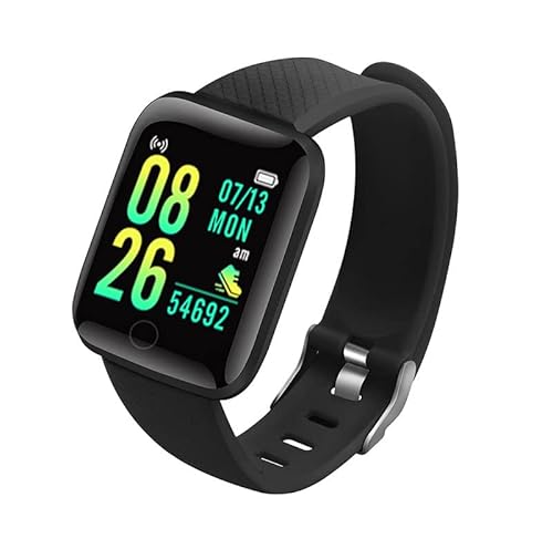 Ziyan Multifunktions-Smart-Uhr für Männer Frauen Kinder Nachricht Erinnerung Musik Control Sport Schritt Kalorien D13 Smartwatch Wecker 116Plus (Schwarz) von Ziyan