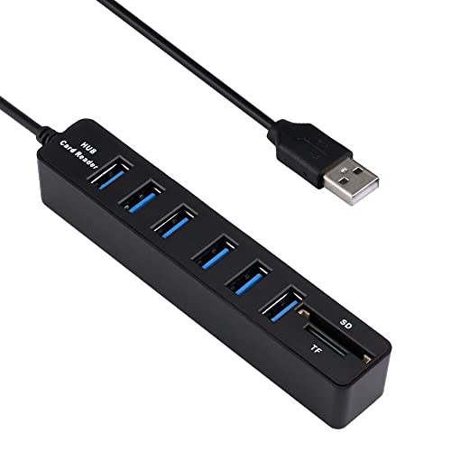 Ziyan USB HUB Splitter 6 Port Adapter mit MicoSD & SD Kartenleser Notebook/Laptop/PC/MacBook von Ziyan