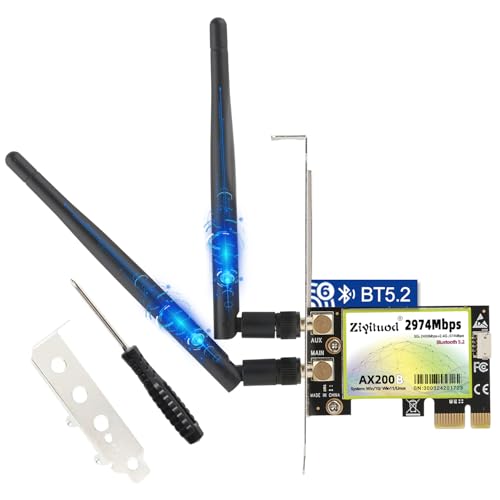 PCIE WiFi 6 Karte AX200 für Gaming Bluetooth 5.2 AX3000 Dual-Band 5G/2.4GHz MU-MIMO Ultra-Low Latency PCI-E Wireless Netzwerkkarten für Desktop PC Unterstützung Linux Windows 11/10 64-bit PCIE WiFi 6 Karte AX200 für Gaming Bluetooth 5.2 AX3000 Dual-Band 5G/2.4GHz MU-MIMO Ultra-Low Latency PCI-E Wireless Netzwerkkarten für Desktop PC Unterstützung Linux Windows 11/10 64-bit von Ziyituod