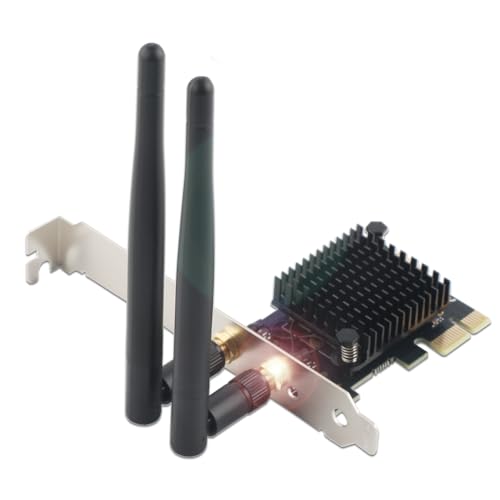 PCIe WLAN Karte – AC1200 Dual-Band 2,4 GHz & 5 GHz + Bluetooth 4.2 – Wireless PCI-E Adapter mit Low-Profile Bracket & Kühlkörper – Für Gaming PC & Desktop – Windows 11/10/8.1/8/7 (32/64 Bit) & Linux von Ziyituod