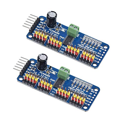 ZkeeShop 2PCS PCA9685 16 Channel 12-Bit PWM Servo Motor Driver Compatible for Arduino Robot Raspberry Pi IIC Interface Module Servo Shield von ZkeeShop