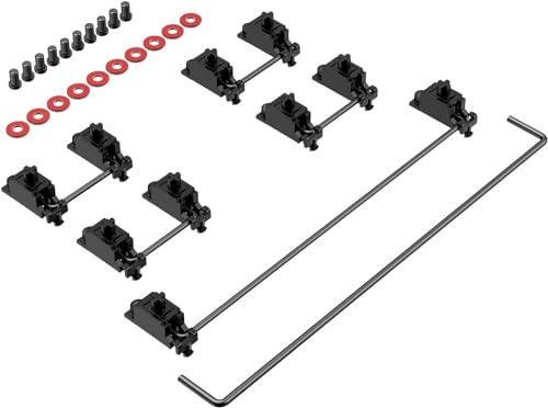 Zkeebs DUROCK V2 Schraub-Stabilisatoren, 7U, 6,25U, 2U, transparenter Leiterplattenhalterungs-Stabilisator, vorgeklipst, Leiterplatten-Schraubstäbe für mechanische Tastaturen (80% TKL Kit) (Nero von Zkeebs