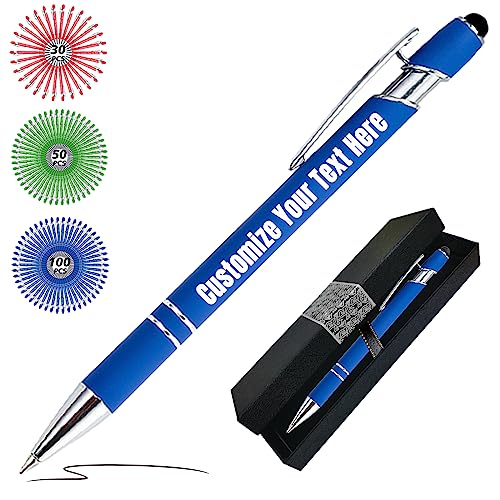 Kugelschreiber Personalisiert mit Gravur Personalisierte Kulis Stift mit Namen Logo Wunschtext-Von 1 bis 500 Stück Königsblau von Zkgiftsdz