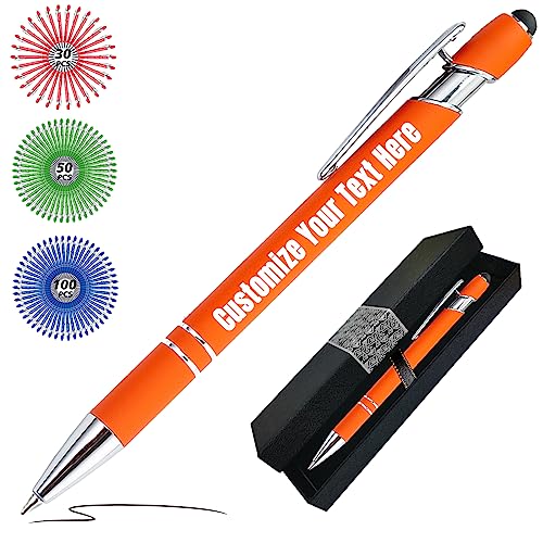 Kugelschreiber Personalisiert mit Gravur Personalisierte Kulis Stift mit Namen Logo Wunschtext-Von 1 bis 500 Stück Orange von Zkgiftsdz