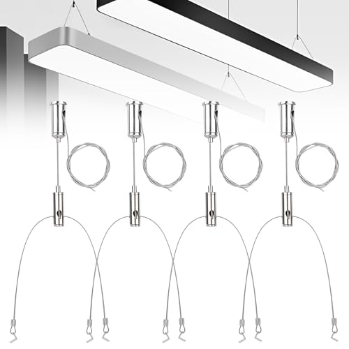 Zliger 4 Stück Seilaufhängung Einbauset, Drahtseil Aufhängung Stahlseil Verstellbar, 1.5mm*1m Draht Seil Hängende für LED Panel Deckenleuchte von Zliger