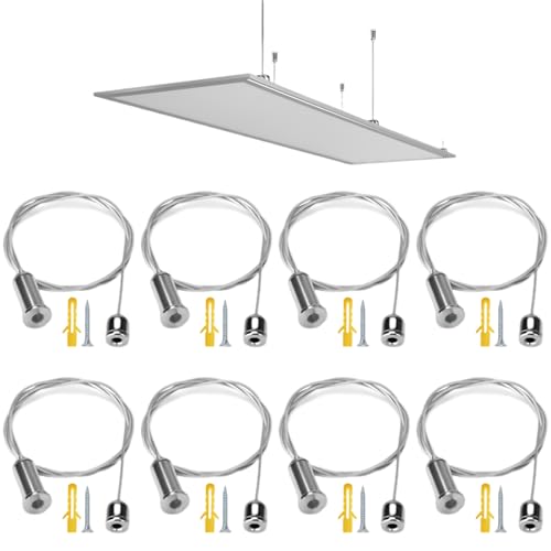 Seilaufhängung Einbauset,Zliger 8 Stk Drahtseil Einstellbar Stahlseil Hängend Drahtseil Edelstahl Drahtseil Aufhängung Seilaufhängung Befestigung Stahlseil Edelstahlseil für LED Panel Deckenleuchte Seilaufhängung Einbauset,Zliger 8 Stk Drahtseil Einstellbar Stahlseil Hängend Drahtseil Edelstahl Drahtseil Aufhängung Seilaufhängung Befestigung Stahlseil Edelstahlseil für LED Panel Deckenleuchte von Zliger