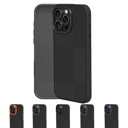 Zlimpty CoreEdge BlackGold Carbon Case – Magnetic Ready & Lens Protection, Geupday Magnetic Phone Case for iPhone 16/15/14/13 pro max (for 14 Plus,Black) von Zlimpty