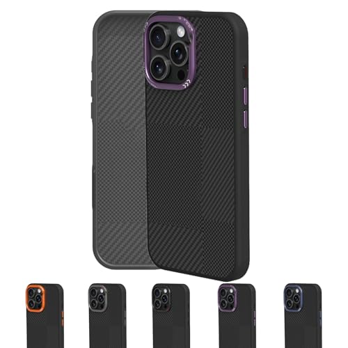 Zlimpty CoreEdge BlackGold Carbon Case – Magnetic Ready & Lens Protection, Geupday Magnetic Phone Case for iPhone 16/15/14/13 pro max (for 15 Plus,Purple) von Zlimpty