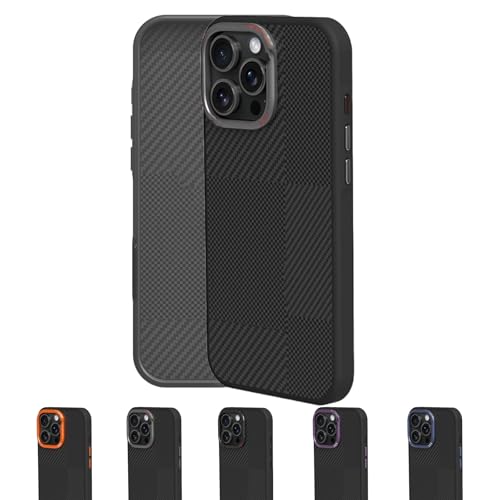 Zlimpty CoreEdge BlackGold Carbon Case – Magnetic Ready & Lens Protection, Geupday Magnetic Phone Case for iPhone 16/15/14/13 pro max (for 16 Plus,Silver) von Zlimpty