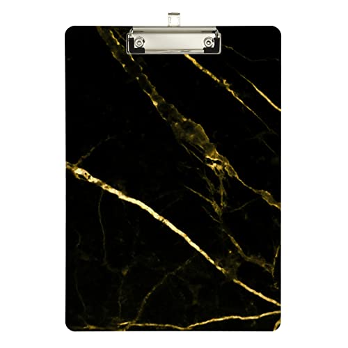 Schwarzer Marmor Gold Klemmbrett A4 Briefgröße Dekorative Hartfaserplatte mit niedrigem Profil Metall Silber Clip 23 x 32 cm für Studenten, Krankenschwestern, Büro Schwarzer Marmor Gold Klemmbrett A4 Briefgröße Dekorative Hartfaserplatte mit niedrigem Profil Metall Silber Clip 23 x 32 cm für Studenten, Krankenschwestern, Büro von Zltegako