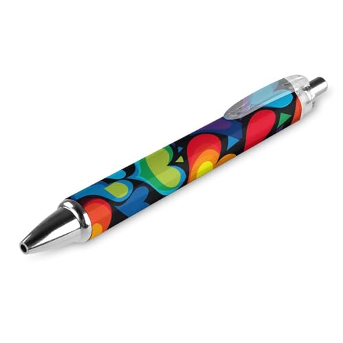 Zltegako Heart LGBT Regenbogen-Kugelschreiber, einziehbar, schwarze Tinte, Kugelschreiber, Arbeitsstifte für Männer und Frauen, 1 Stück von Zltegako