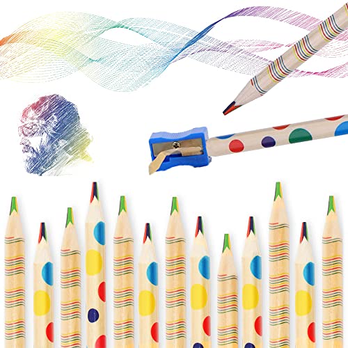 30 Stück Regenbogen Buntstift, 4 in 1 Regenbogenfarben Buntstift Zauberstift Farbstift, regenbogenstifte kinder, Zeichnung Bleistift für Kunst Zeichnung, Färbung und Skizzieren von Znamhee