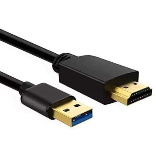 Znoogrn USB-auf-HDMI-Kabel, USB-zu-HDMI-Adapter für Monitor, USB-A-Stecker auf HDMI-Stecker-Adapter für TV/DVD-Player/Projektor/Monitor, 2 m (schwarz) von Znoogrn