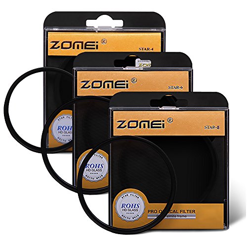 Zomei 77 mm 3 Stück +4 +6 +8 Punkte Sternfilter Objektivfilter Set für Nikon D3300 D3200 D3100 D3000 D5300 D5200 D5100 D5000 D7000 D7100 DSLR-Kamera, aus HD-Glas und Aluminiumrahmen von ZoMei
