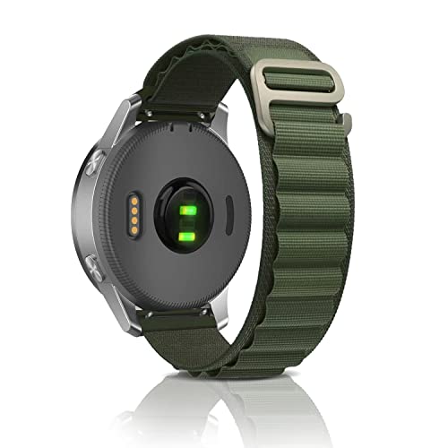 ZoRoll 20mm Armband für Garmin Venu Sq 2/Venu Sq 2 Music/Venu 2 Plus/Venu Sq/Venu, Nylon G-Haken Einstellbar Ersatzarmband für Garmin Forerunner 245/Move Sport/vivoactive 3 - Grün von ZoRoll