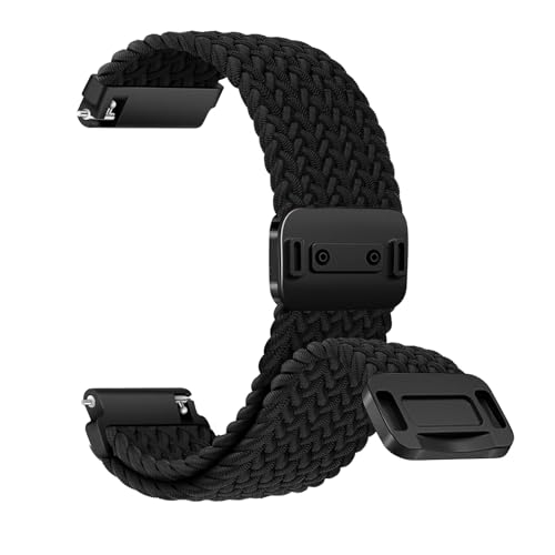 ZoRoll 20mm Armband für Garmin Vivoactive 5/6/Forerunner 55/165/165 music, mit Magnetischem Verschluss Geflochtenes Nylon Ersatzarmband Uhrenarmband für Amazfit GTS 4/3/2/GTR Mini/Bip 3 - Schwarz5# von ZoRoll