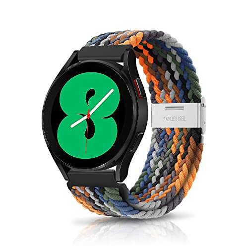 ZoRoll 20mm Armband für Samsung Galaxy Watch 6/Watch 5/Watch 5 Pro/Watch 4/Watch 4 Classic/Watch Active 2, Geflochtenes Einstellbar Nylon Ersatzband für Samsung Galaxy Watch 42mm - Bunt von ZoRoll