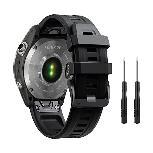 ZoRoll 20mm QuickFit Armband Kompatibel mit Garmin Fenix 7S/Fenix 6S/Fenix 6S pro, Quick Release Silikon SportArmbänder Ersatzarmband Kompatibel mit Garmin Fenix 5S/Fenix 5S Plus - Schwarz von ZoRoll