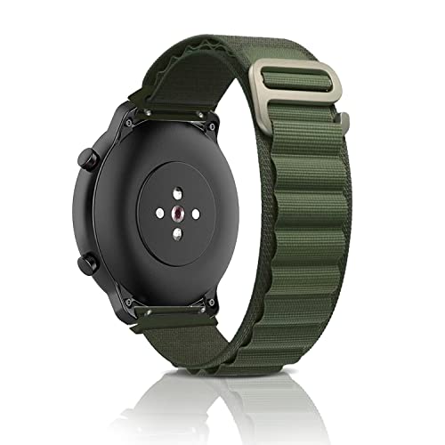 ZoRoll 22mm Armband für Amazfit Bip 5/GTR 4/GTR 3 Pro/GTR 3/GTR 2e/GTR 2, Nylon G-Haken Einstellbar Ersatzarmband für Amazfit Cheetah/Cheetah Pro/GTR 47mm/GTR 2 eSIM/Garmin Venu 3 - Grün von ZoRoll