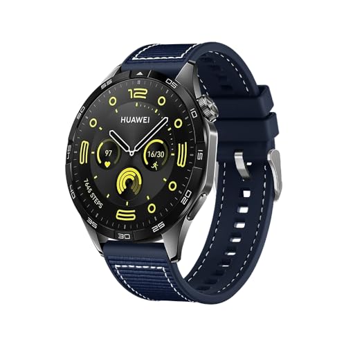 ZoRoll 22mm Armband für Huawei Watch GT4 46mm/Watch 4 Pro 48mm/Watch 4 46mm/Ultimate/Buds, Einstellbar Geflochtenes Nylon Silikon Ersatzband für Huawei Watch GT 3 Pro 46mm/GT 3 46mm - Blau von ZoRoll