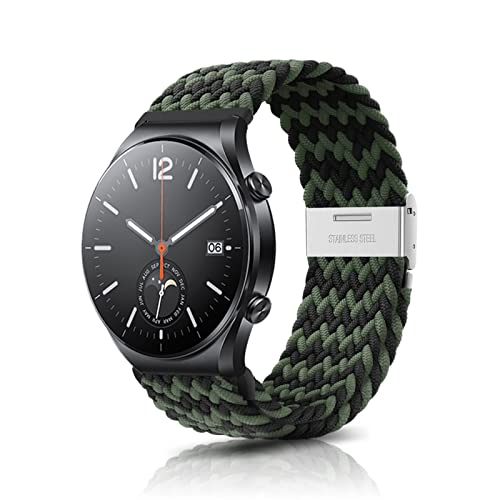 ZoRoll 22mm Armband für Xiaomi Watch 2/Watch S3/Watch 2 Pro/Watch S1 Pro/Watch S1/Watch S1 Active/Mi Watch, Geflochtenes Einstellbar Nylon Ersatzband für Garmin Forerunner 265 - Schwarz Grün von ZoRoll