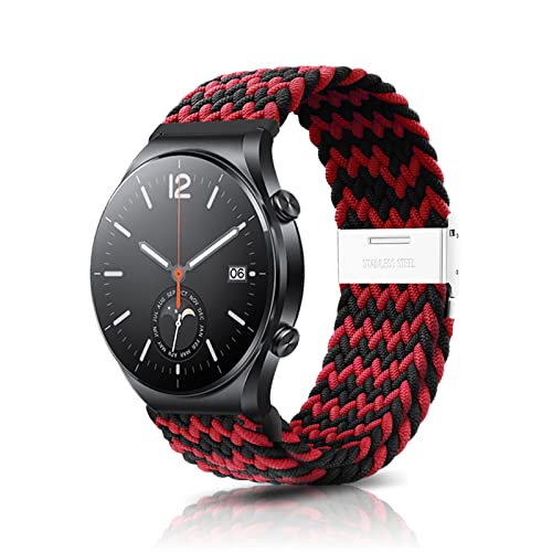 ZoRoll 22mm Armband für Xiaomi Watch 2/Watch S3/Watch 2 Pro/Watch S1 Pro/Watch S1/Watch S1 Active/Mi Watch, Geflochtenes Einstellbar Nylon Ersatzband für Garmin Forerunner 265 - Schwarz Rot von ZoRoll