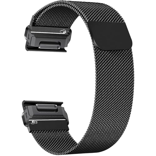 ZoRoll 22mm QuickFit Armband Kompatibel mit Garmin Fenix E/Fenix 8 47mm/7 Pro /7/6 Pro/6, Edelstahl Ersatzarmband Mesh Metall Uhrenarmband für Garmin Tactix 8 47mm/ Descent G2/Epix - Schwarz(L) von ZoRoll