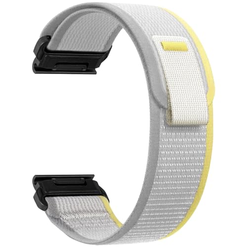 ZoRoll 22mm QuickFit Armband für Garmin Fenix 7 Pro/Fenix 7/Fenix 6 Pro/Fenix 6/Fenix 5 Plus/Fenix 5, Elastisch Nylon Klettverschluss Ersatzarmband für Garmin Epix (Gen 2)/Garmin Epix - Gelb&Beige von ZoRoll